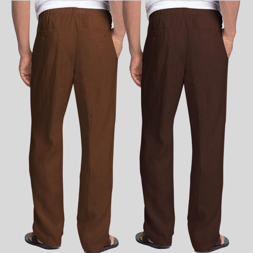 Combo of 2 Coffee Brown and Brown Linen Men Pants-47385