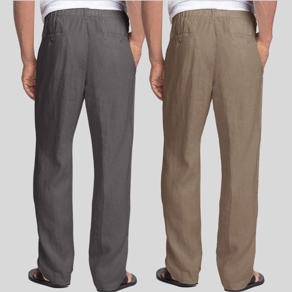 Combo of 2 Dark Gray and Light Gray Linen Men Pants-47387