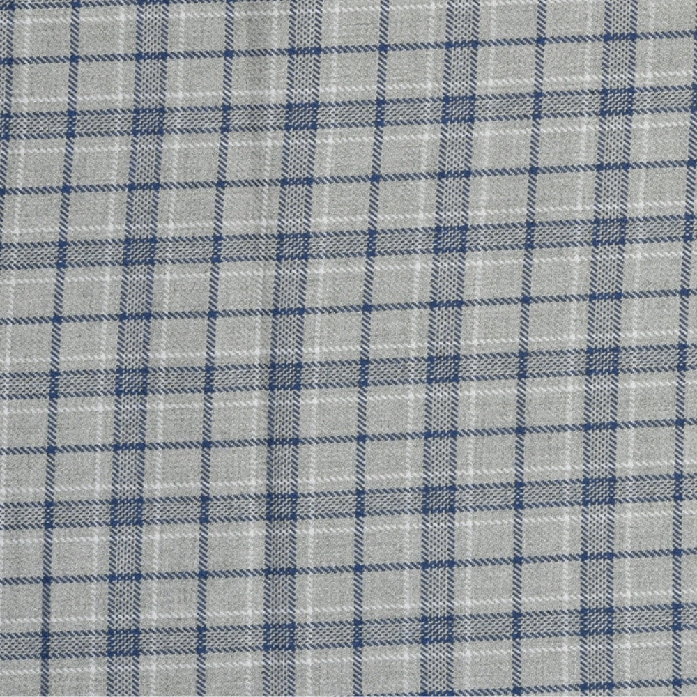 Wool Blazer Fabric (2 Meter)-Beige Blue Checks-90647