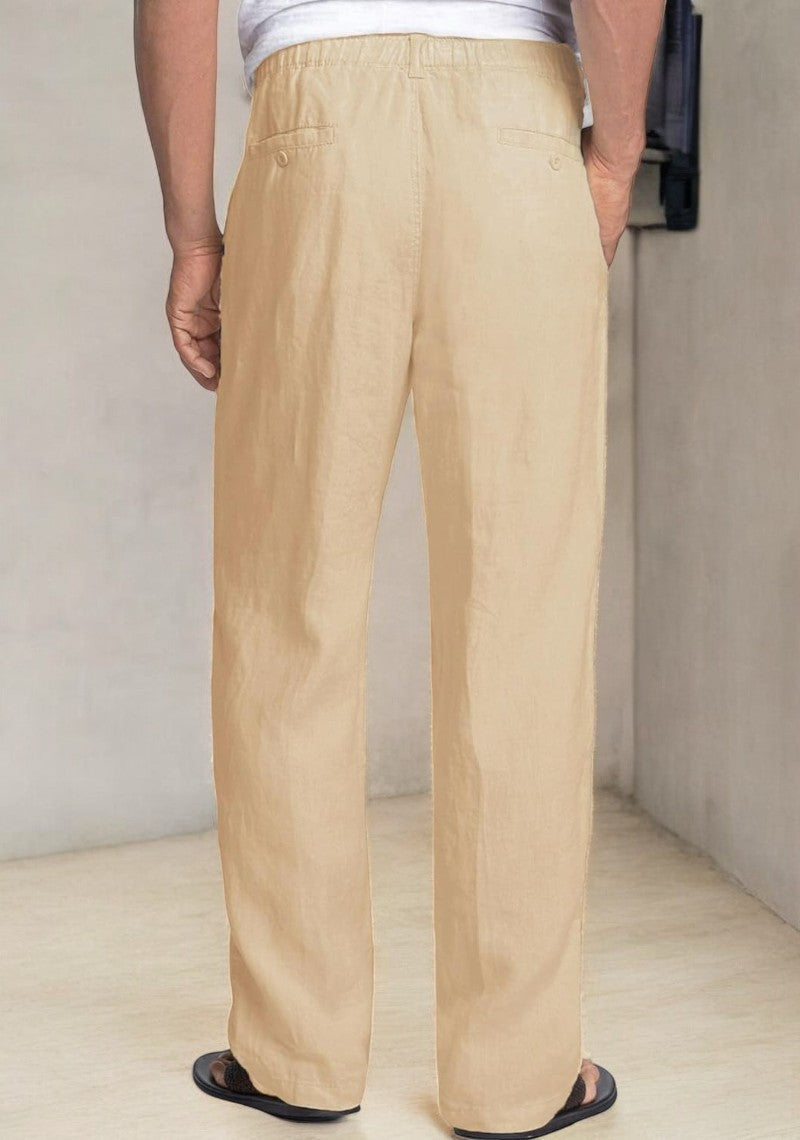 Beige Linen Regular Fit Pant-49380