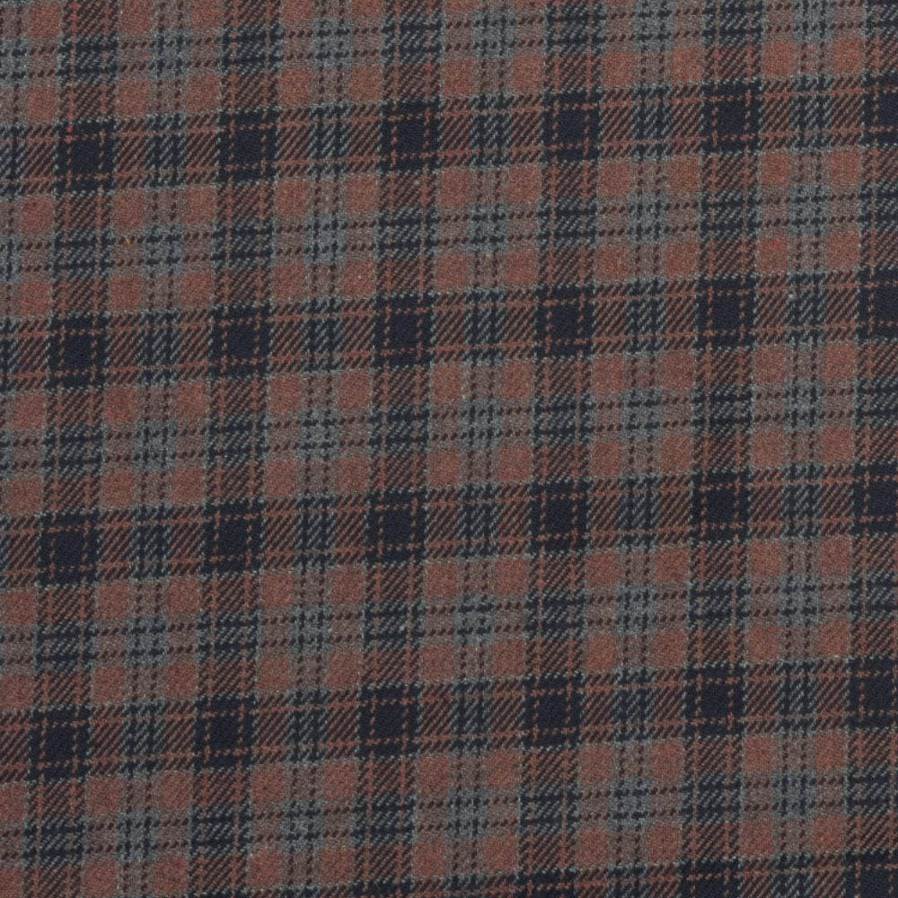 Wool Blazer Fabric (2 Meter)-Brown Black and Gray Checks-90634