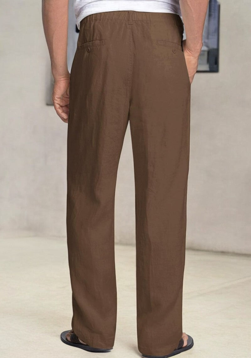 Brown Linen Regular Fit Pant-49374
