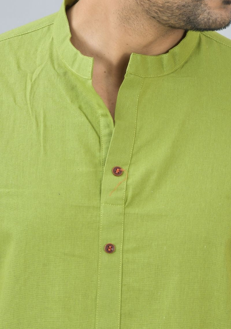 Men Cotton Solid Co-ord Set Olive Green-46664