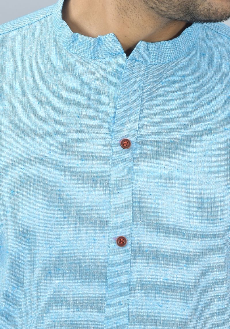 Men Cotton Solid Co-ord Set Sky Blue-46669