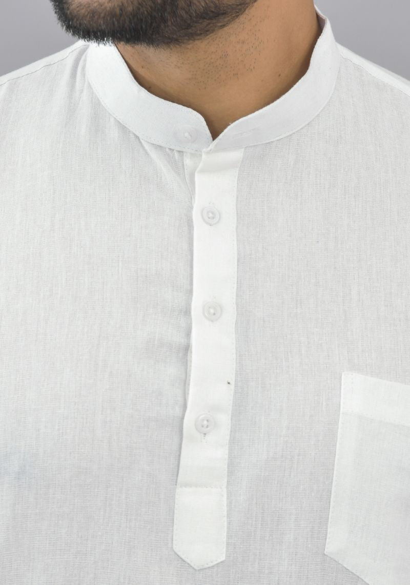 Men Cotton Solid Co-ord Set White-47000