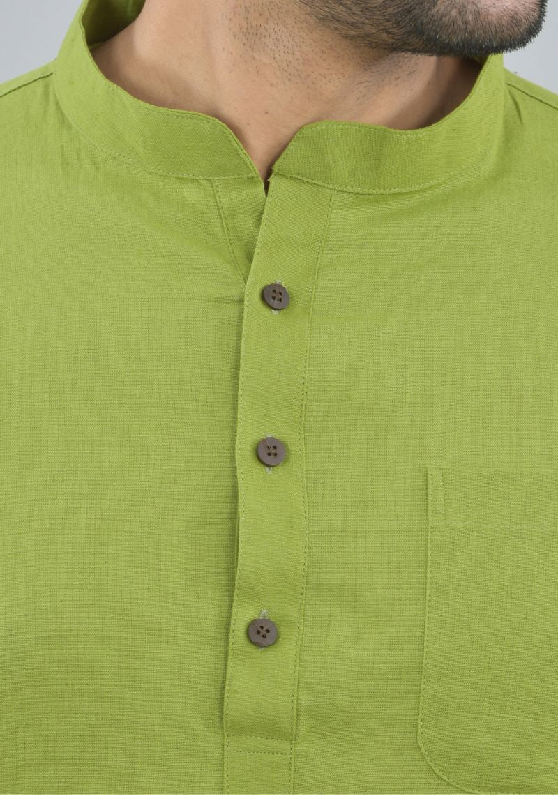 Men Cotton Solid Co-ord Set Olive Green-47044