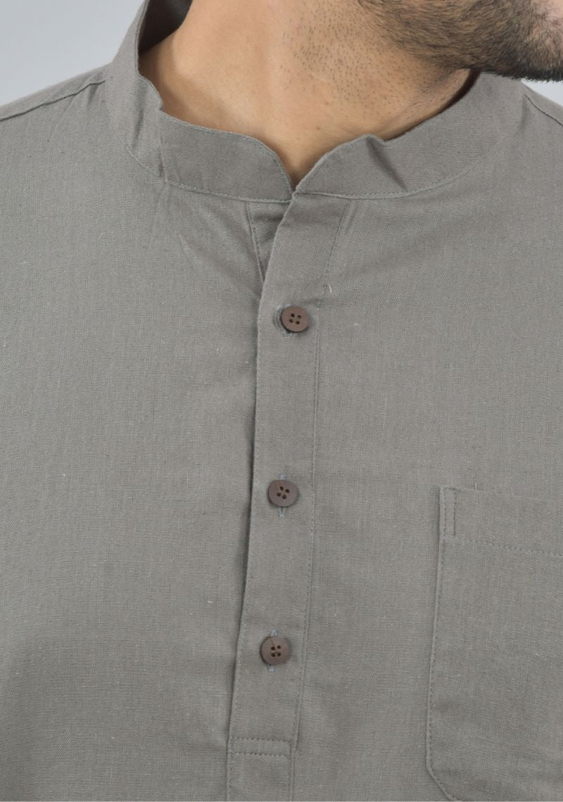 Men Cotton Solid Co-ord Set Gray-47048