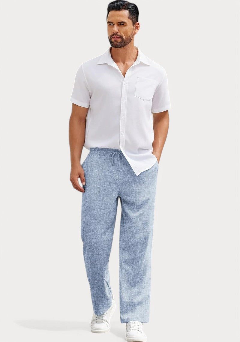 Denim Cotton Linen Loose Fit Men Pant-49521