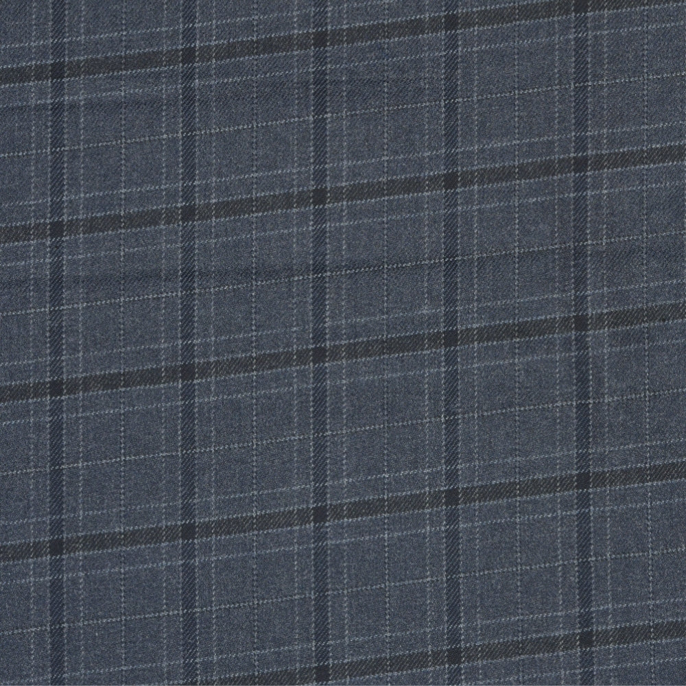 Wool Blazer Fabric (2 Meter)-Gray Black Checks-90648