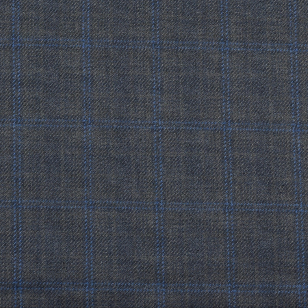 Wool Blazer Fabric (2 Meter)-Gray Black Checks-90665