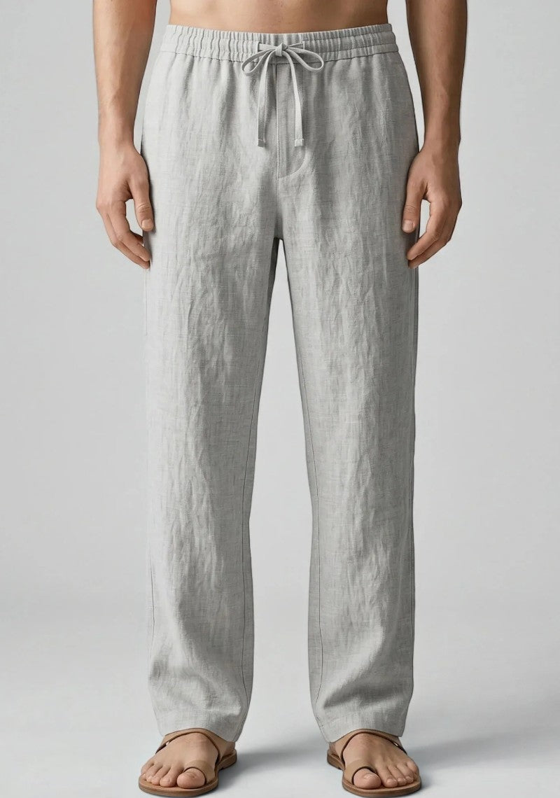 Light Gray Linen Loose Fit Men Pant-51897