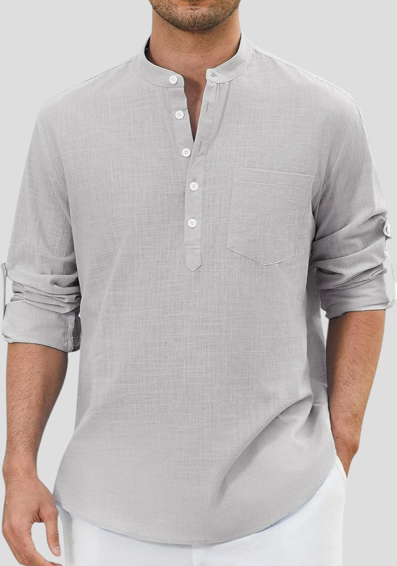 Light Gray Linen Solid Short Kurta-50844