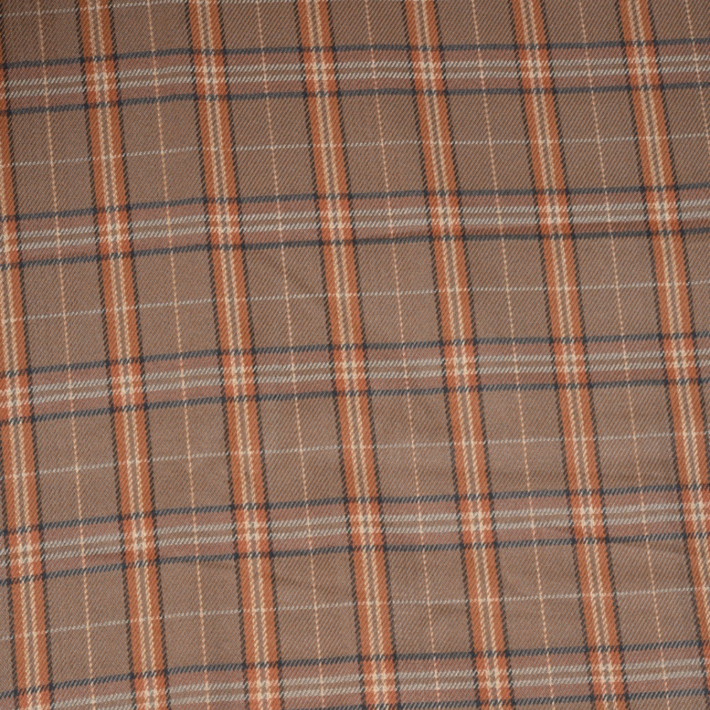 Brown Black Checks (2 Meter) Tweed Wool Fabric-90763