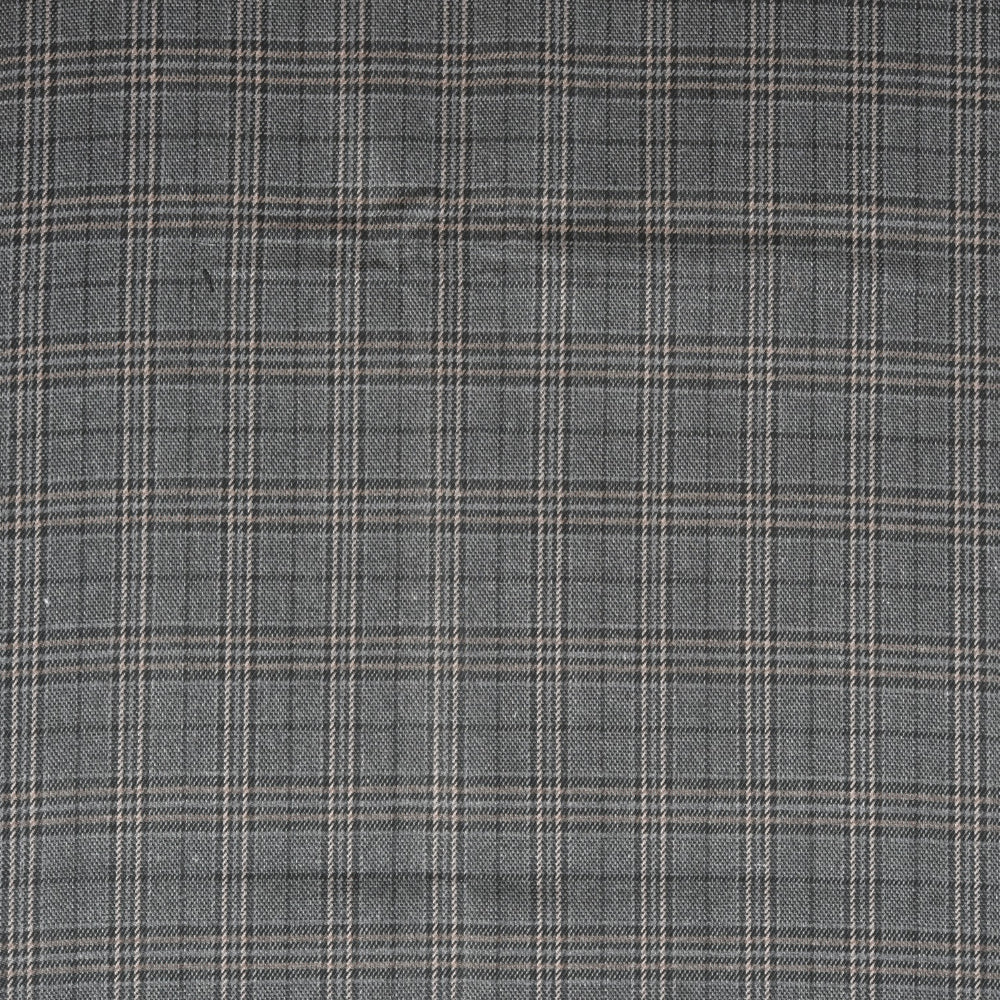Gray Black Checks (2 Meter) Tweed Wool Fabric-90768