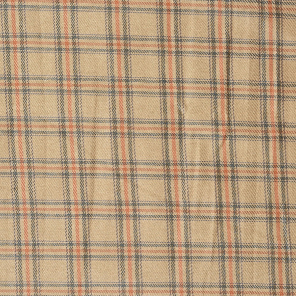 Beige Gray Checks (2 Meter) Tweed Wool Fabric-90769