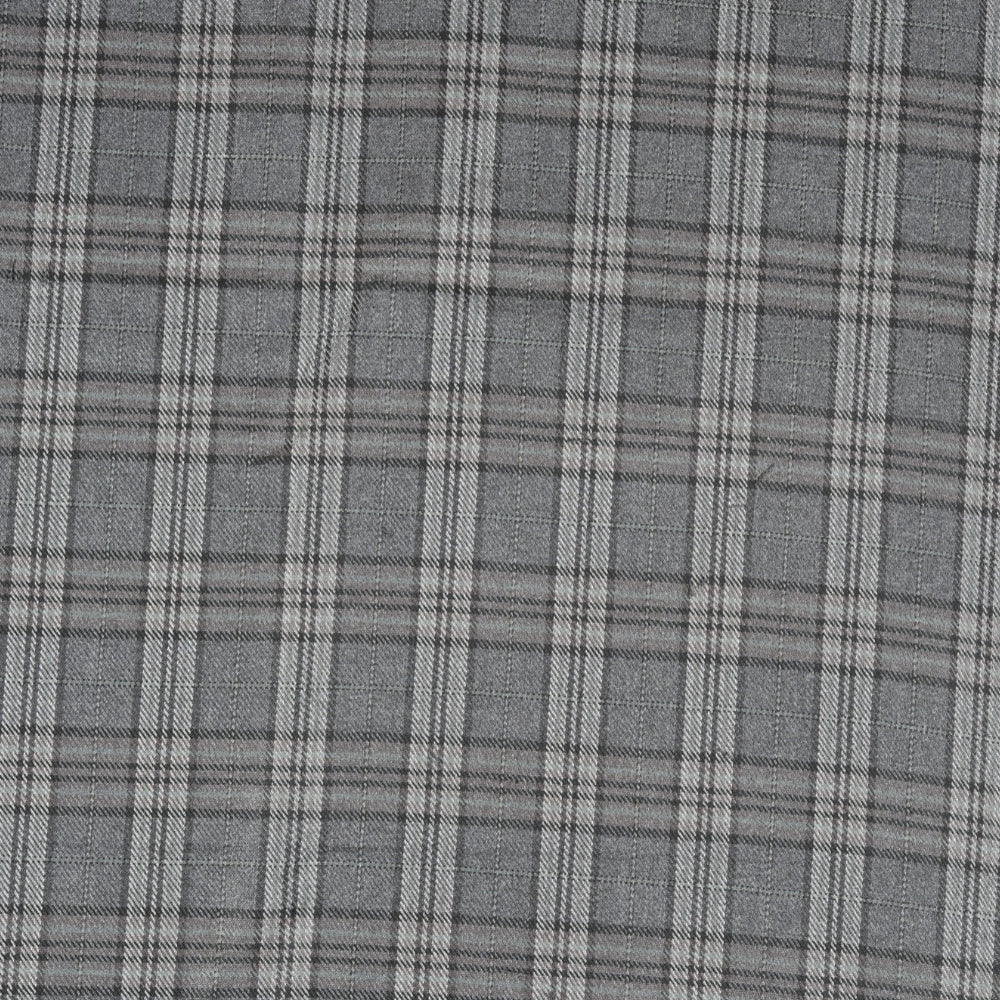 Gray Black Checks (2 Meter) Tweed Wool Fabric-90779