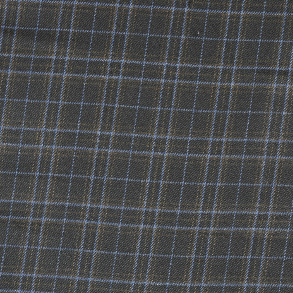 Black Blue Checks (2 Meter) Tweed Wool Fabric-90782