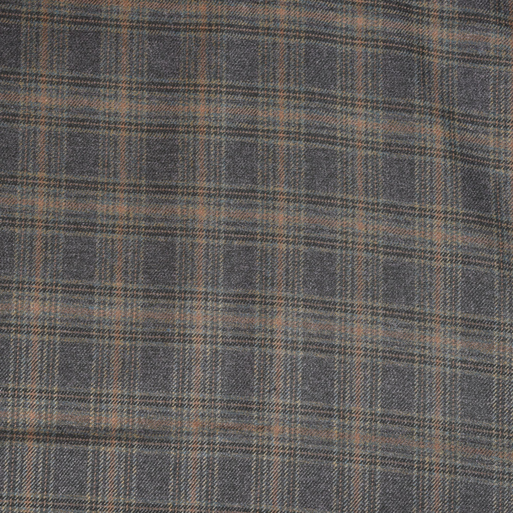 Black-Orange-Checks-Tweed-Wool-Fabric-90784