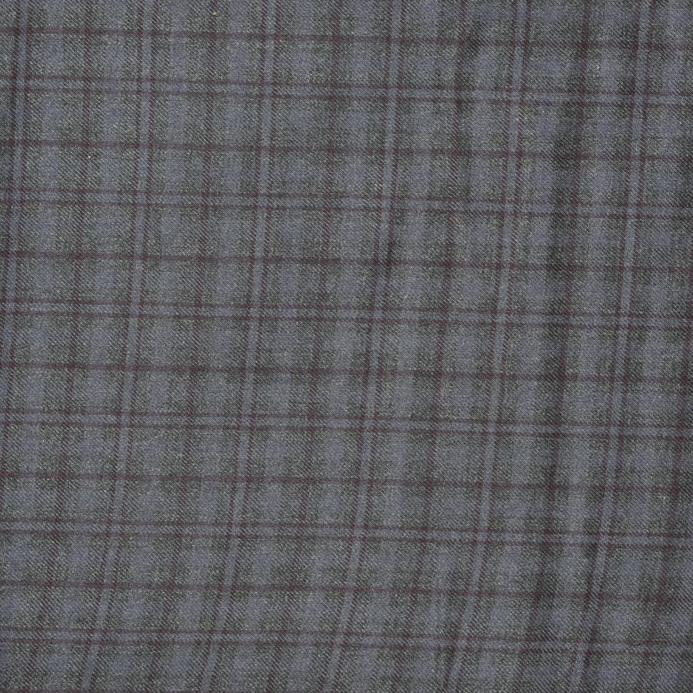 Gray Black Checks (2 Meter) Tweed Wool Fabric-90787