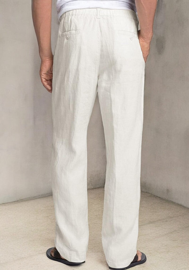 White Linen Regular Fit Pant-49375