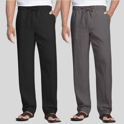 Combo of 2 Black and Dark Gray Linen Men Pants-47360
