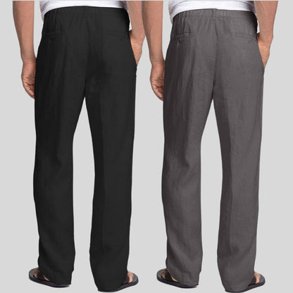 Combo of 2 Black and Dark Gray Linen Men Pants-47360