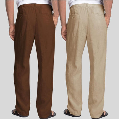 Combo of 2 Coffee Brown and Light Brown Linen Men Pants-47376