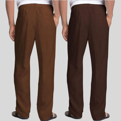 Combo of 2 Coffee Brown and Brown Linen Men Pants-47385