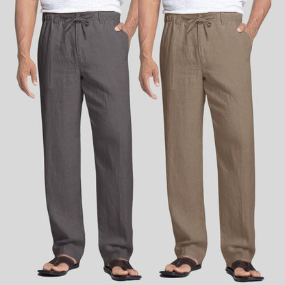 Combo of 2 Dark Gray and Light Gray Linen Men Pants-47387