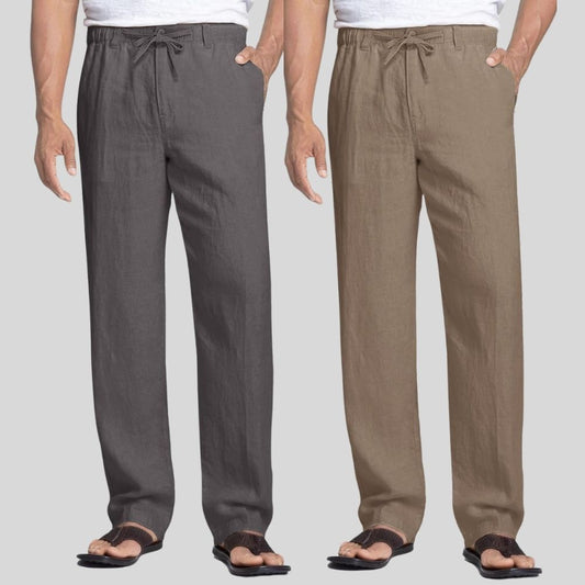 Combo of 2 Dark Gray and Light Gray Linen Men Pants-47387