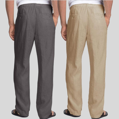 Combo of 2 Dark Gray and Light Brown Linen Men Pants-47388