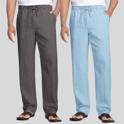 Combo of 2 Dark Gray and Sky Blue Linen Men Pants-47389