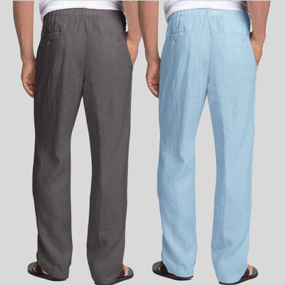 Combo of 2 Dark Gray and Sky Blue Linen Men Pants-47389