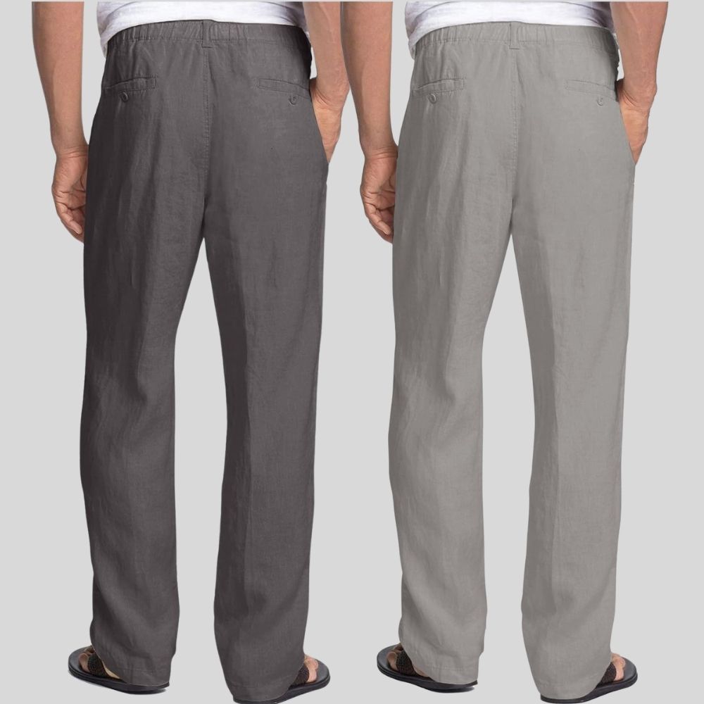 Combo of 2 Dark Gray and Gray Linen Men Pants-47394