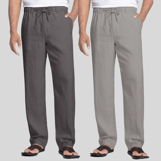 Combo of 2 Dark Gray and Gray Linen Men Pants-47394