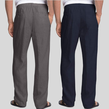 Combo of 2 Dark Gray and Navy Blue Linen Men Pants-47395