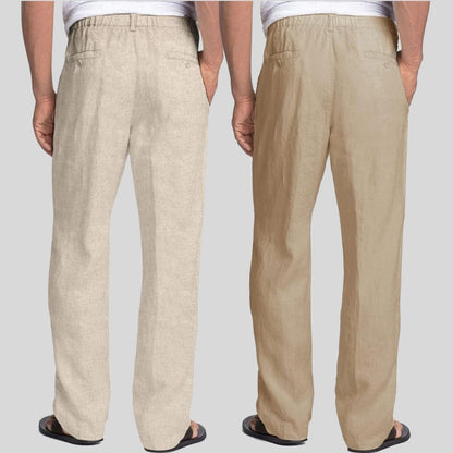 Combo of 2 Beige and Light Brown Linen Men Pants-47399