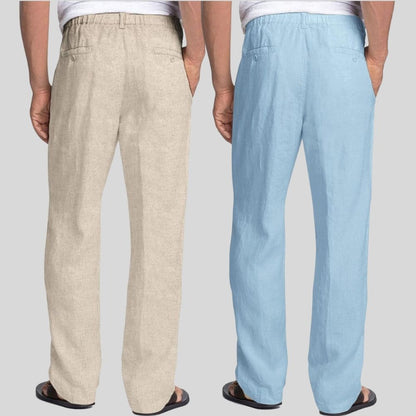 Combo of 2 Beige and Sky Blue Linen Men Pants-47400