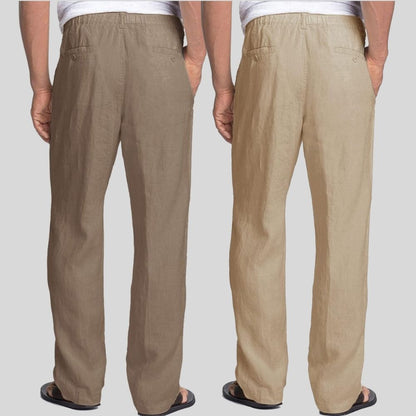 Combo of 2 Light Gray and Light Brown Linen Men Pants-47409