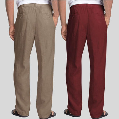 Combo of 2 Light Gray and Maroon Linen Men Pants-47413