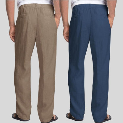 Combo of 2 Light Gray and Teal Blue Linen Men Pants-47414
