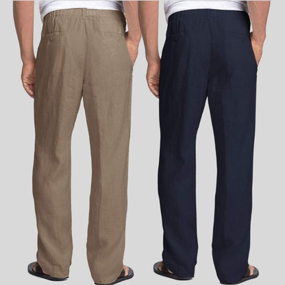 Combo of 2 Light Gray and Navy Blue Linen Men Pants-47415