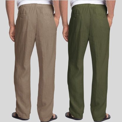 Combo of 2 Light Gray and Army Green Linen Men Pants-47417