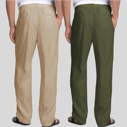 Combo of 2 Light Brown and Army Green Linen Men Pants-47426