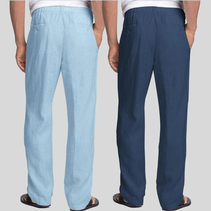 Combo of 2 Sky Blue and Teal Blue Linen Men Pants-47431