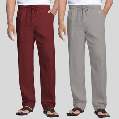 Combo of 2 Maroon and Light Gray Linen Men Pants-47451
