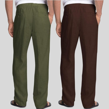 Combo of 2 Army Green and Brown Linen Men Pants-47463