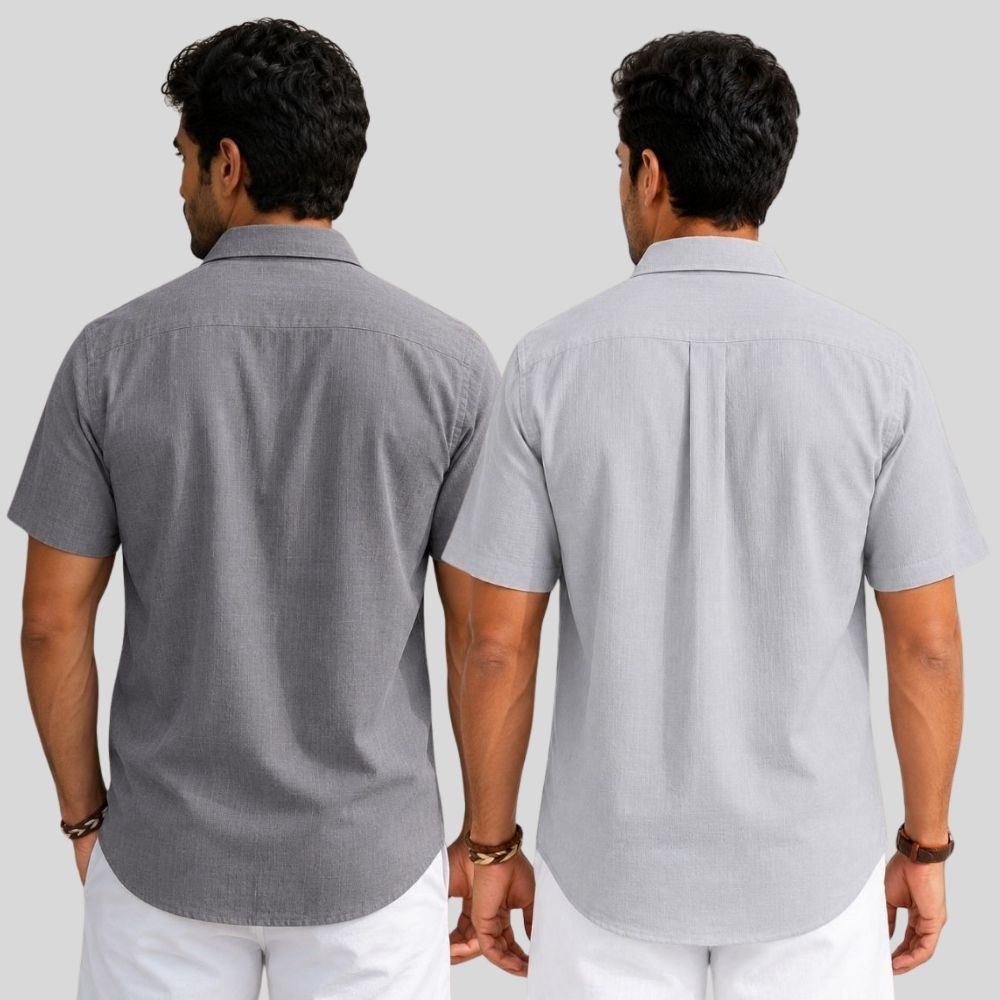 Combo of 2  Linen Half Sleeve Shirt Gray and Light Gray-51924