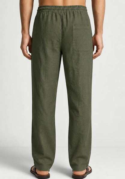 Army Green Linen Loose Fit Men Pant-51894