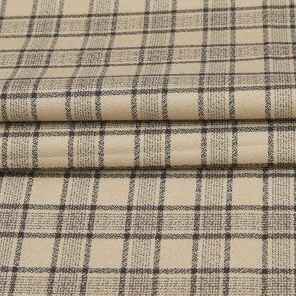Wool Blazer Fabric (2 Meter)-Beige Black Checks-90643